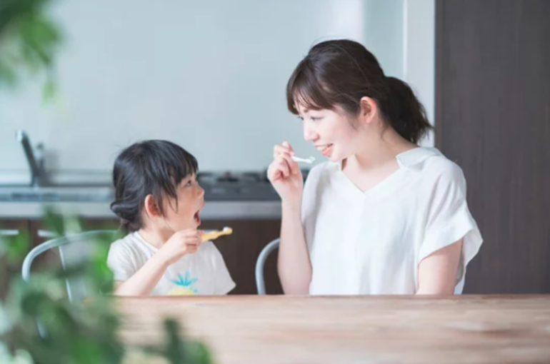 仲良く歯磨き